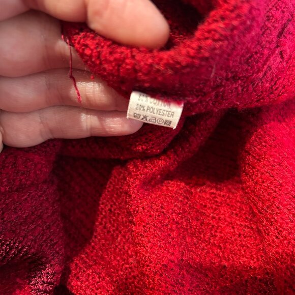 Vintage Red Embroidered Beaded Cardigan Womens L Sparkly Cozy Cabin Grandma Core - Picture 3 of 8